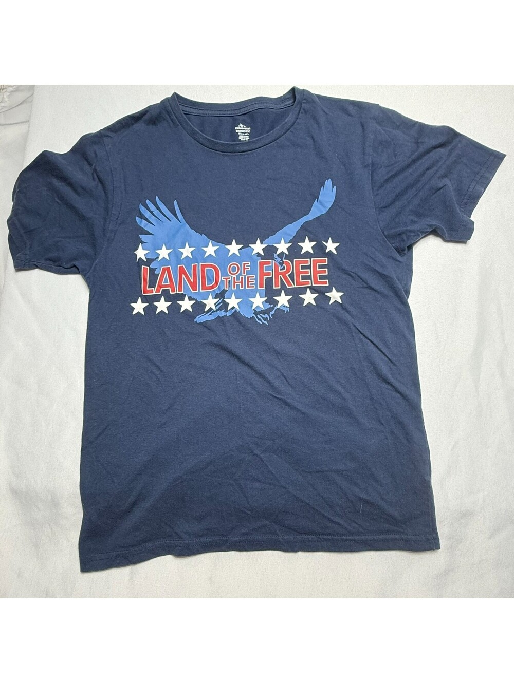 Celebrate Patriotic Land of the Free Eagle Graphic T-Shirt Navy Adult Small USA